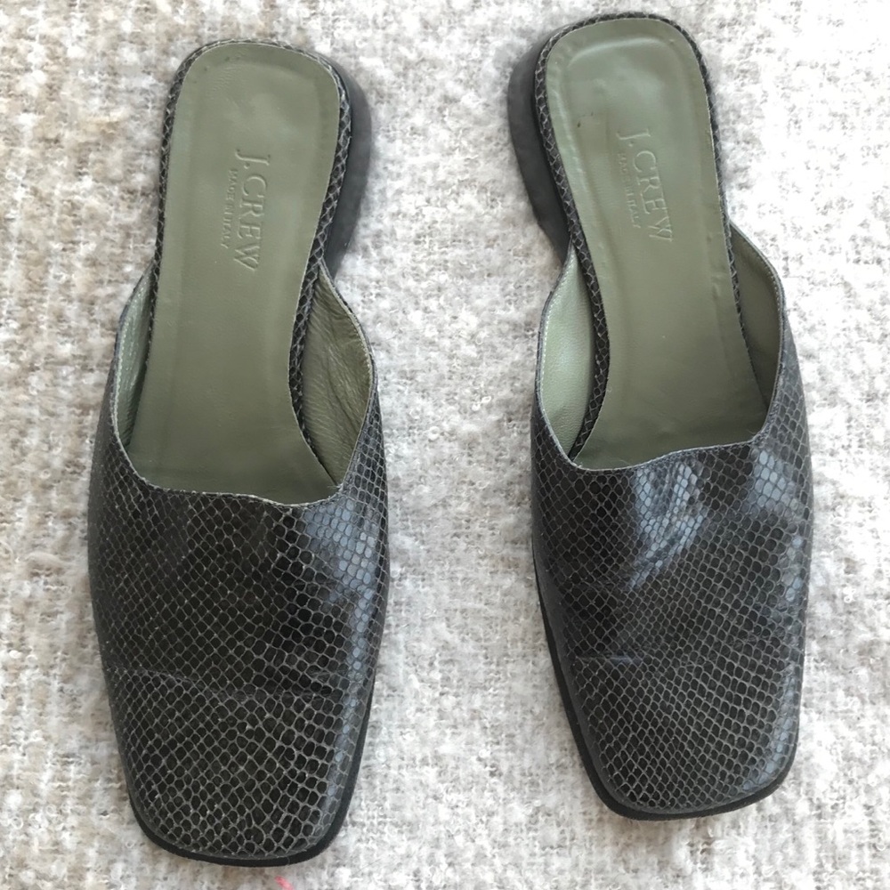 J. Crew snakeskin mules size 8
